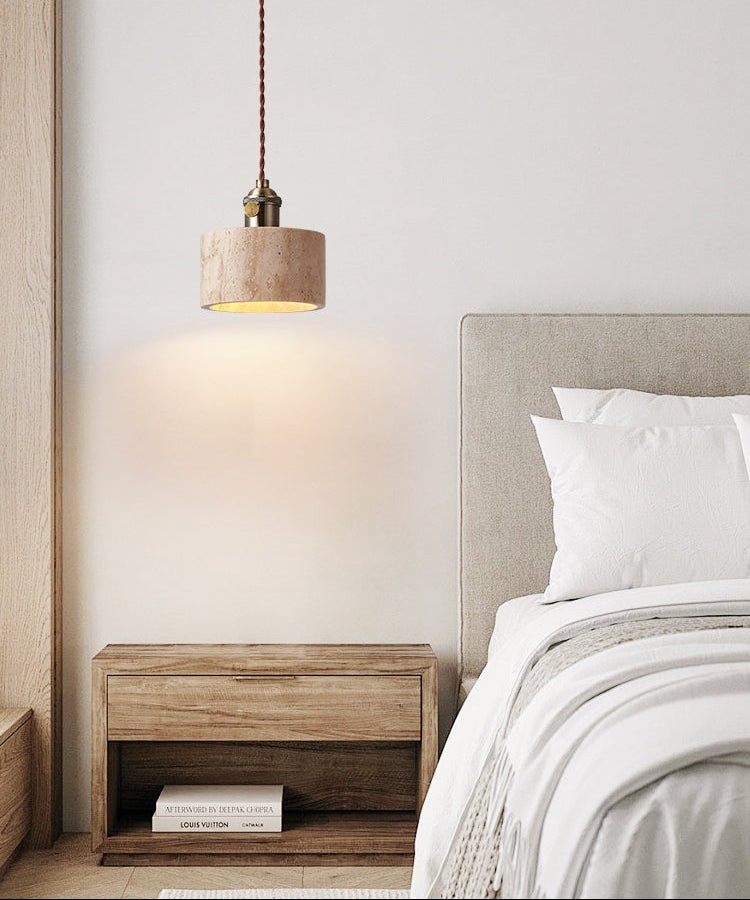 Ralv Minimalist Yellow Travertine Pendant Light Set-Neutral Decor
