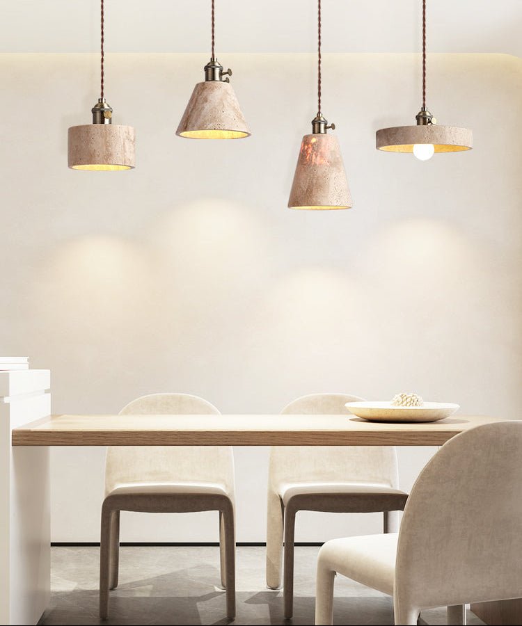 Ralv Minimalist Yellow Travertine Pendant Light Set-Neutral Decor