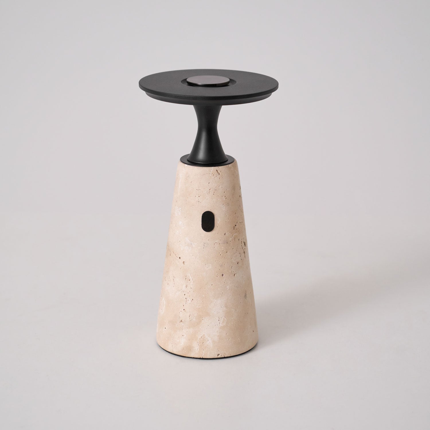 Vespera Sculptural Travertine Table Lamp-Neutral Decor