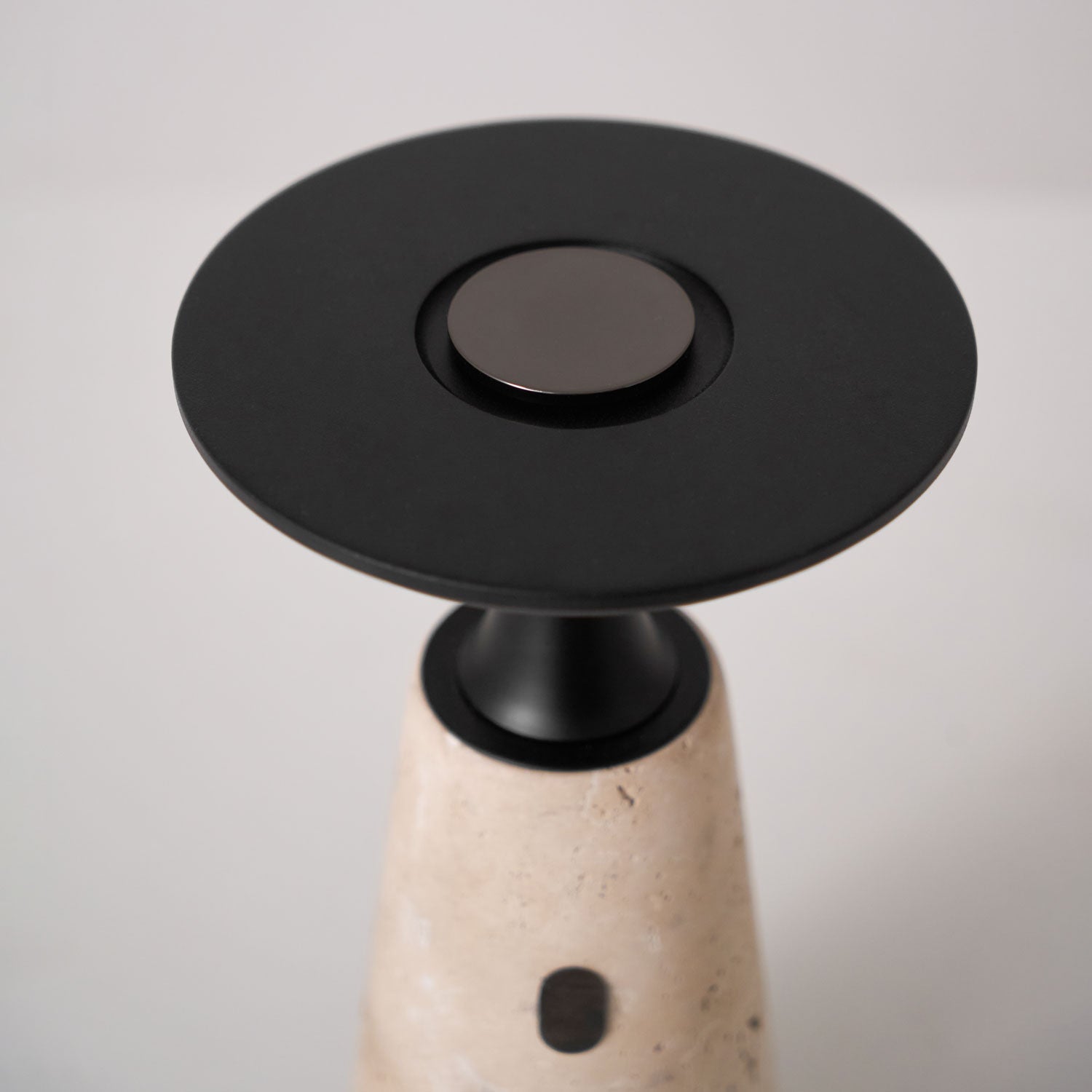 Vespera Sculptural Travertine Table Lamp-Neutral Decor