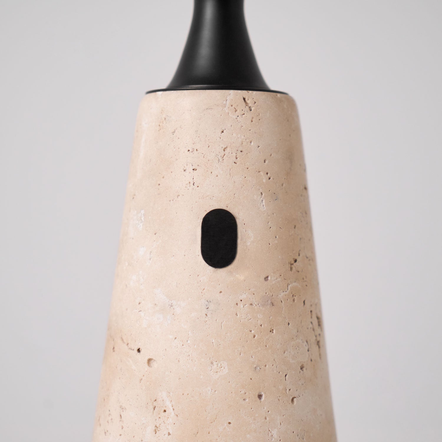 Vespera Sculptural Travertine Table Lamp-Neutral Decor