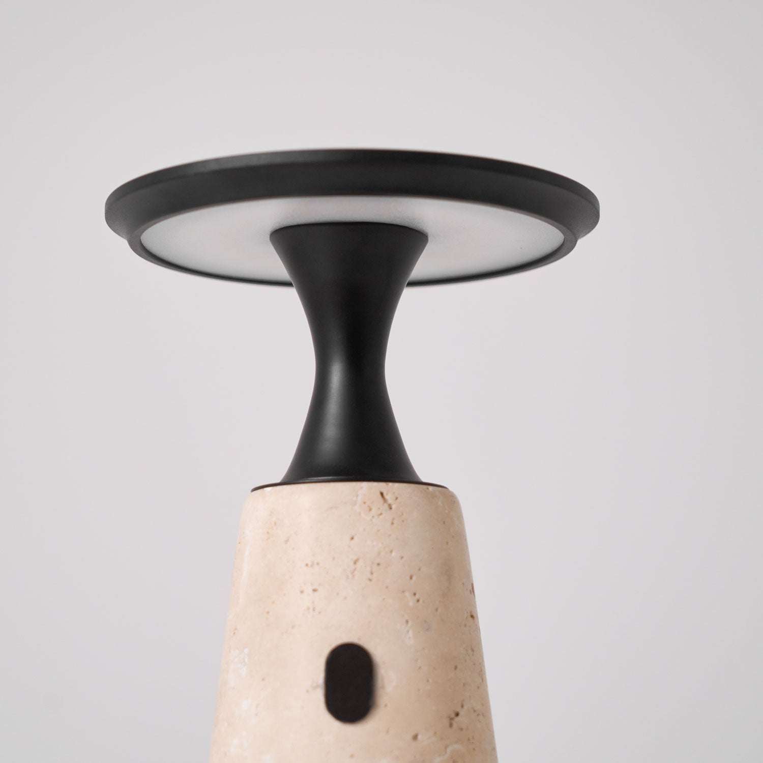 Vespera Sculptural Travertine Table Lamp-Neutral Decor