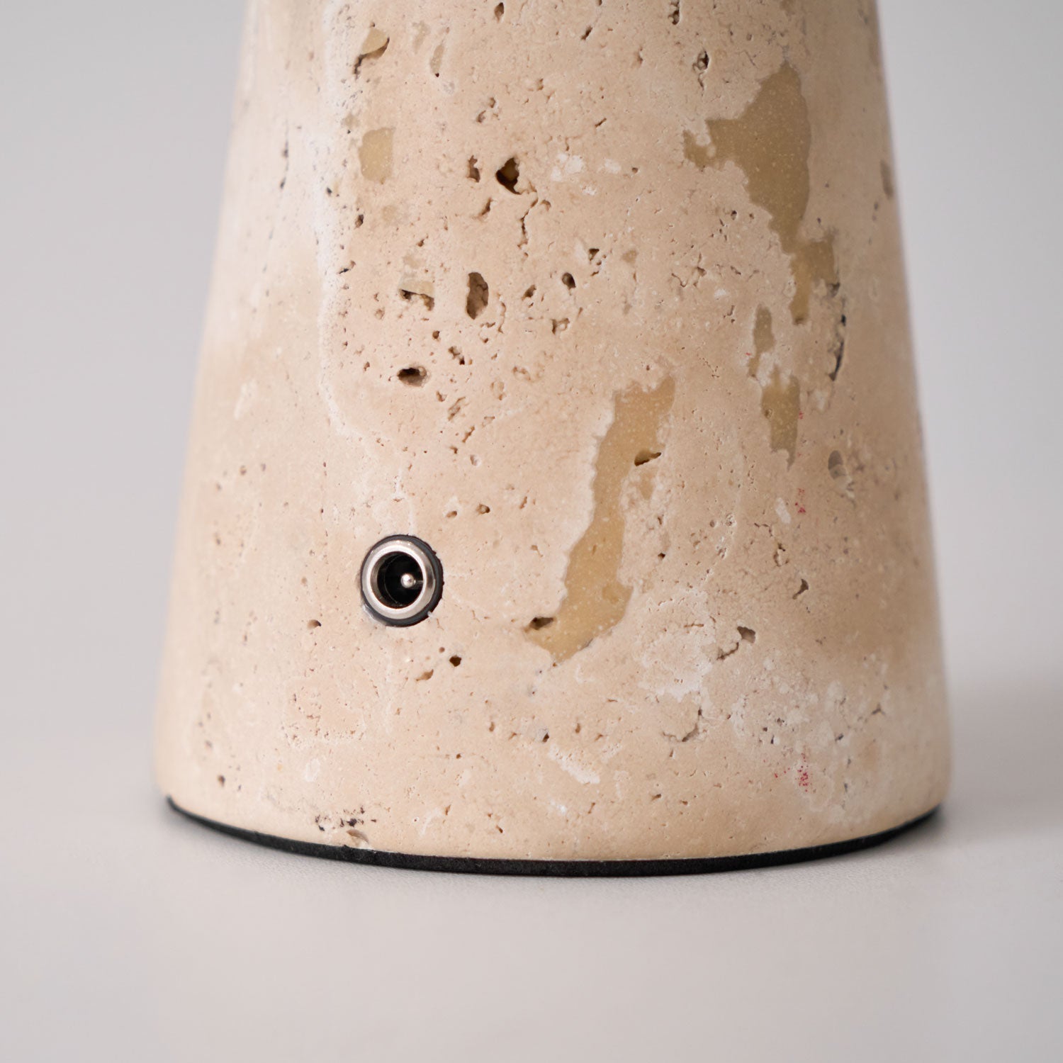 Vespera Sculptural Travertine Table Lamp-Neutral Decor