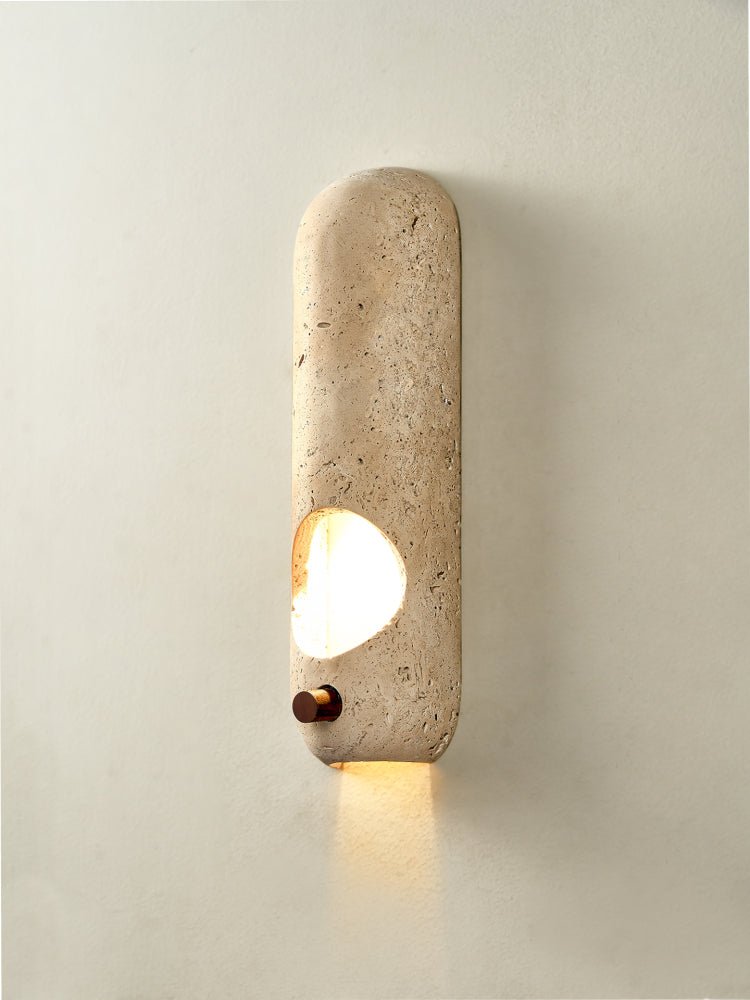 Travertine Oval Wall Sconce-Neutral Decor
