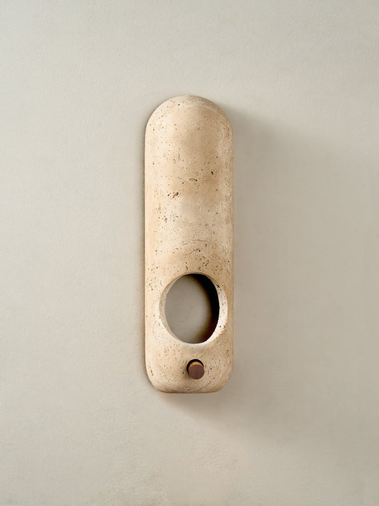 Travertine Oval Wall Sconce-Neutral Decor