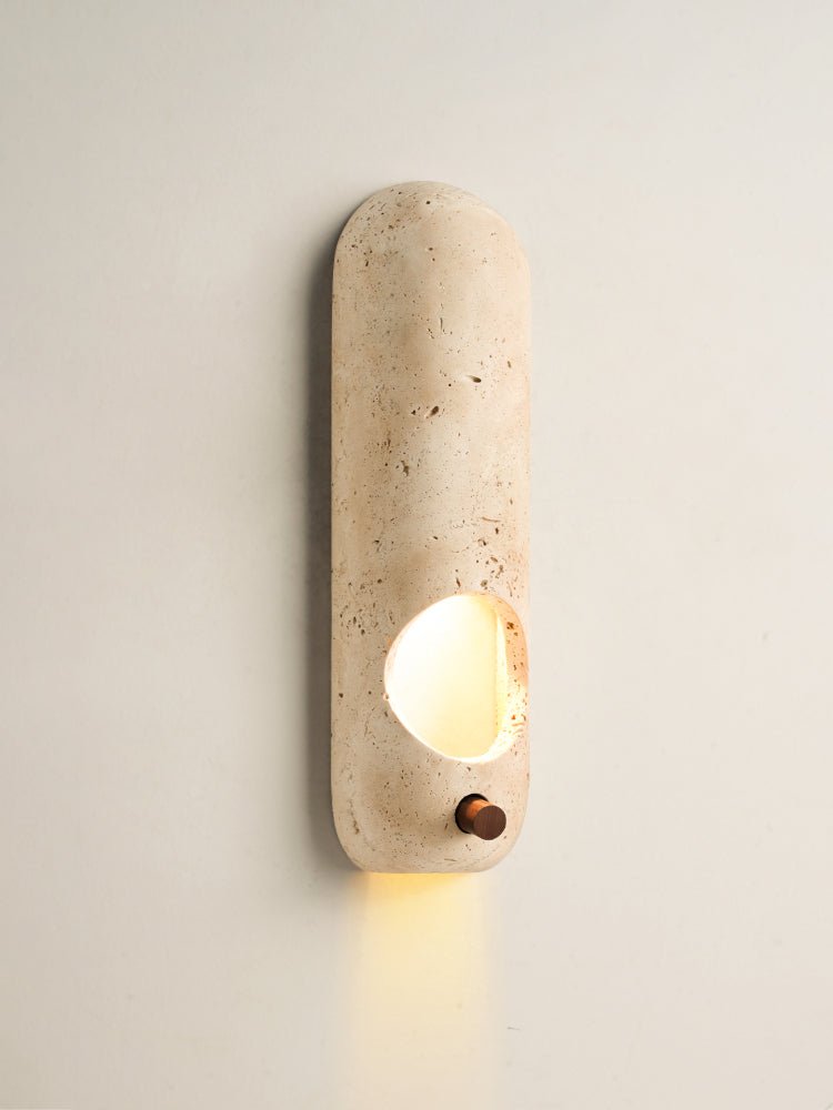 Travertine Oval Wall Sconce-Neutral Decor