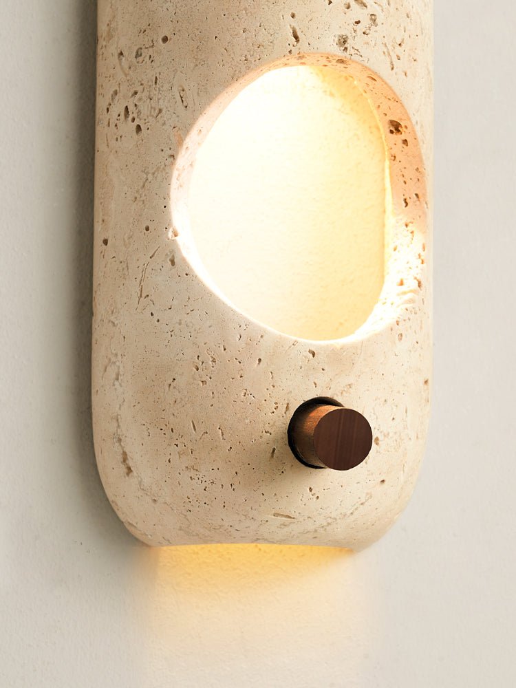 Travertine Oval Wall Sconce-Neutral Decor