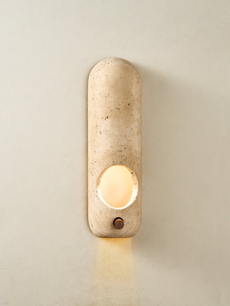 Travertine Oval Wall Sconce-Neutral Decor