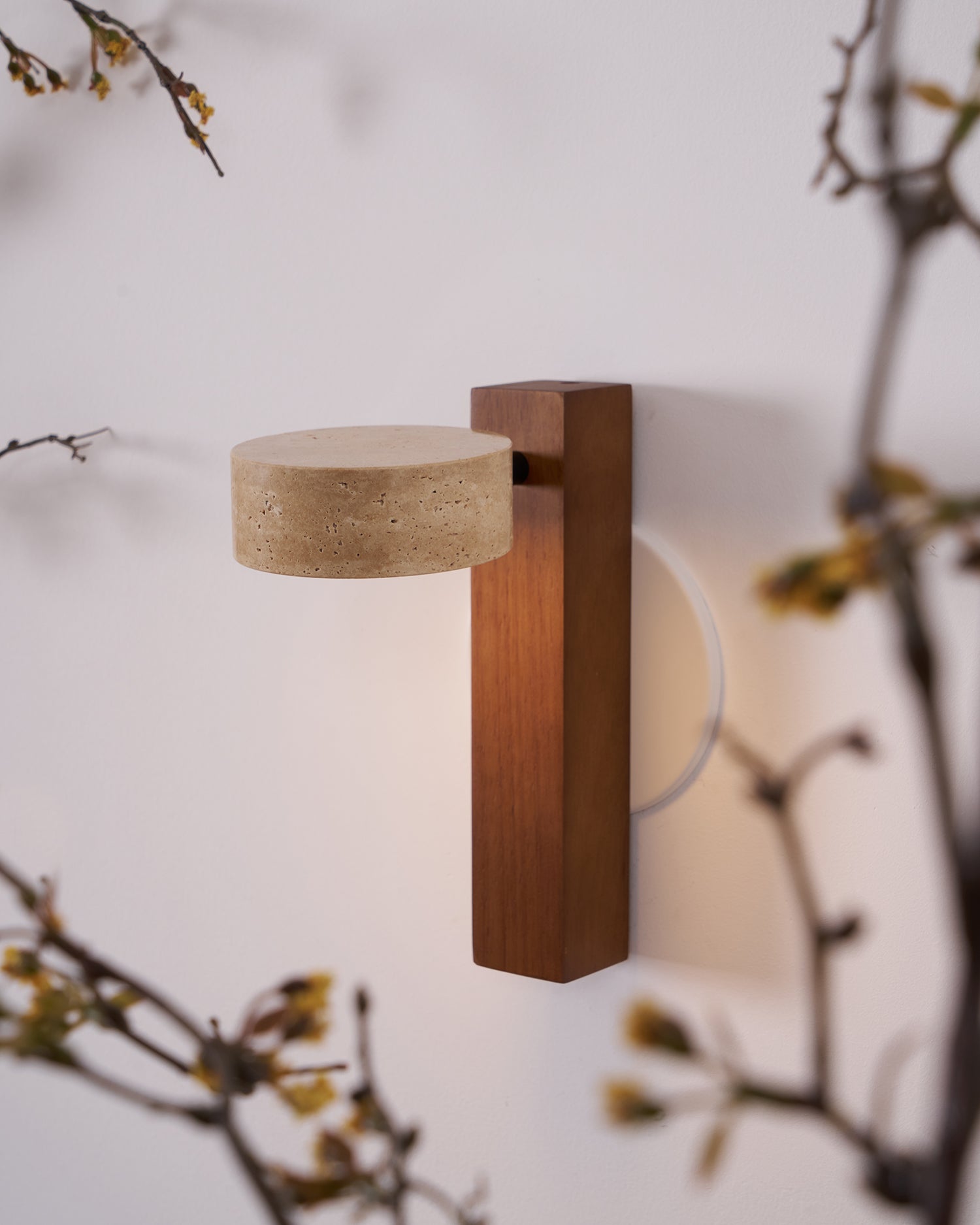 Crinel Cylinder-Stack Travertine Wall Light-Neutral Decor