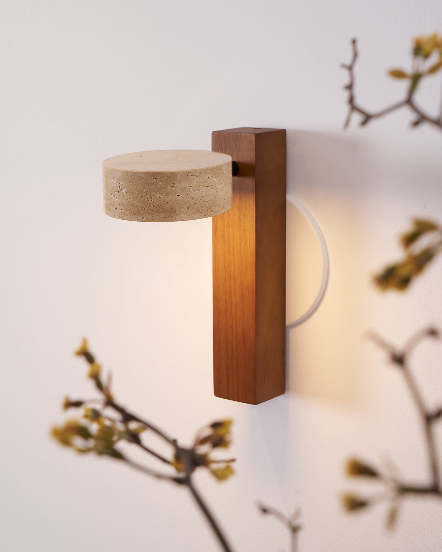 Crinel Cylinder-Stack Travertine Wall Light-Neutral Decor