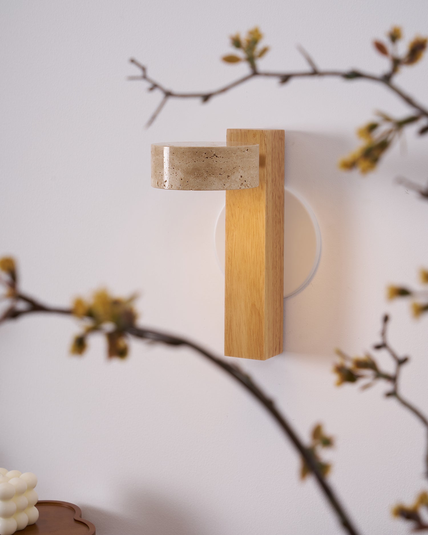 Crinel Cylinder-Stack Travertine Wall Light-Neutral Decor