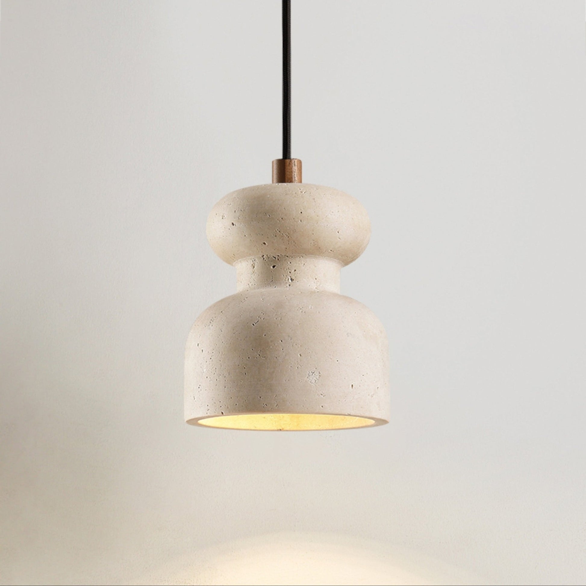 Textured Travertine Gourd Pendant Light-Neutral Decor