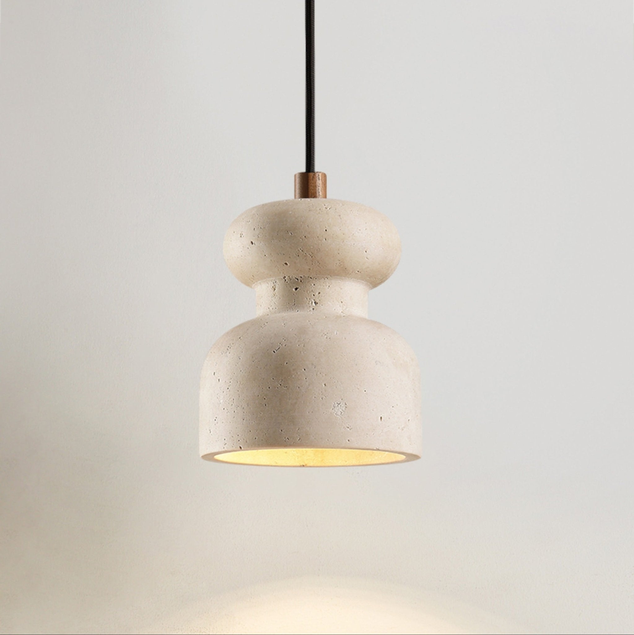 Textured Travertine Gourd Pendant Light-Neutral Decor