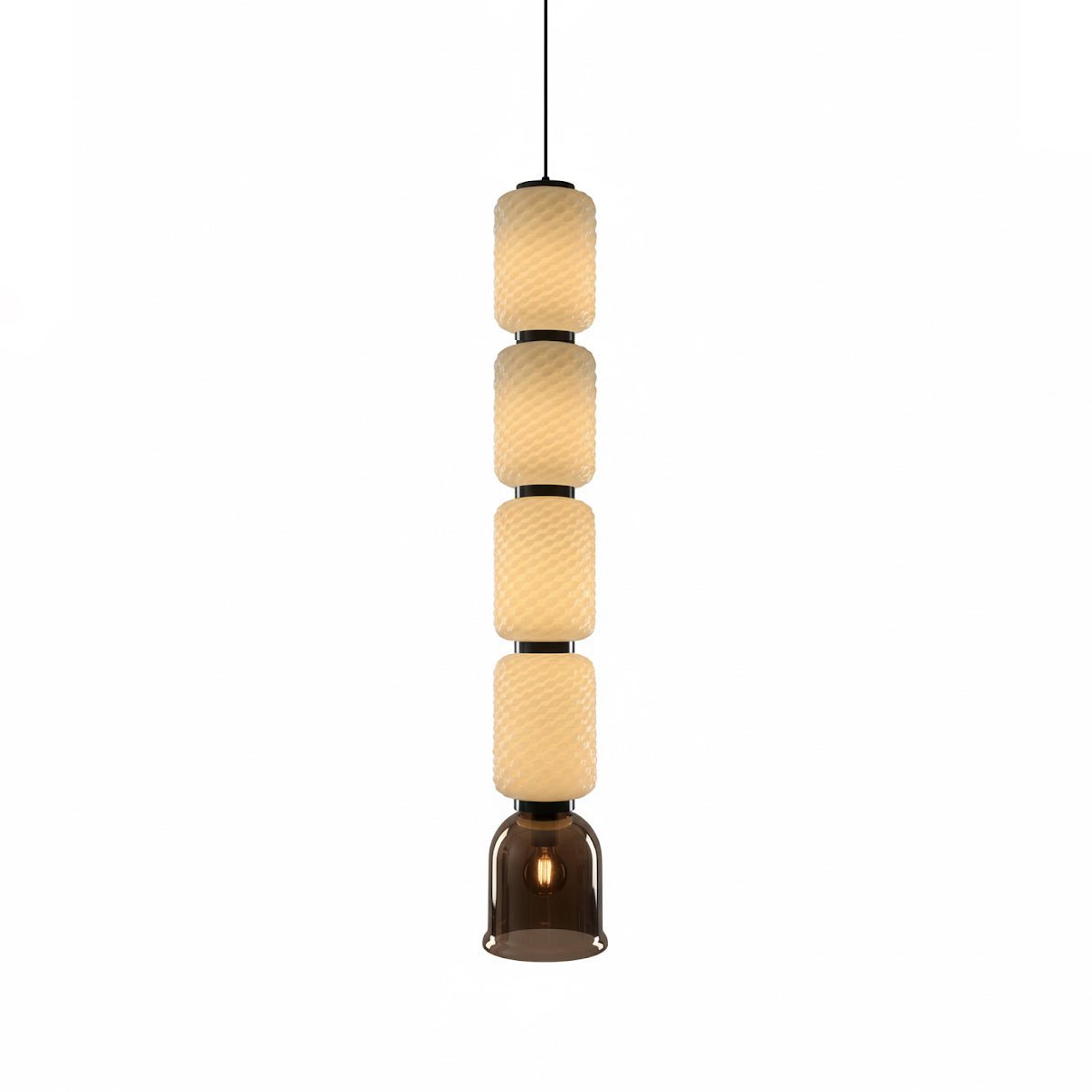 Textured Layered Glass Pendant Light-Neutral Decor