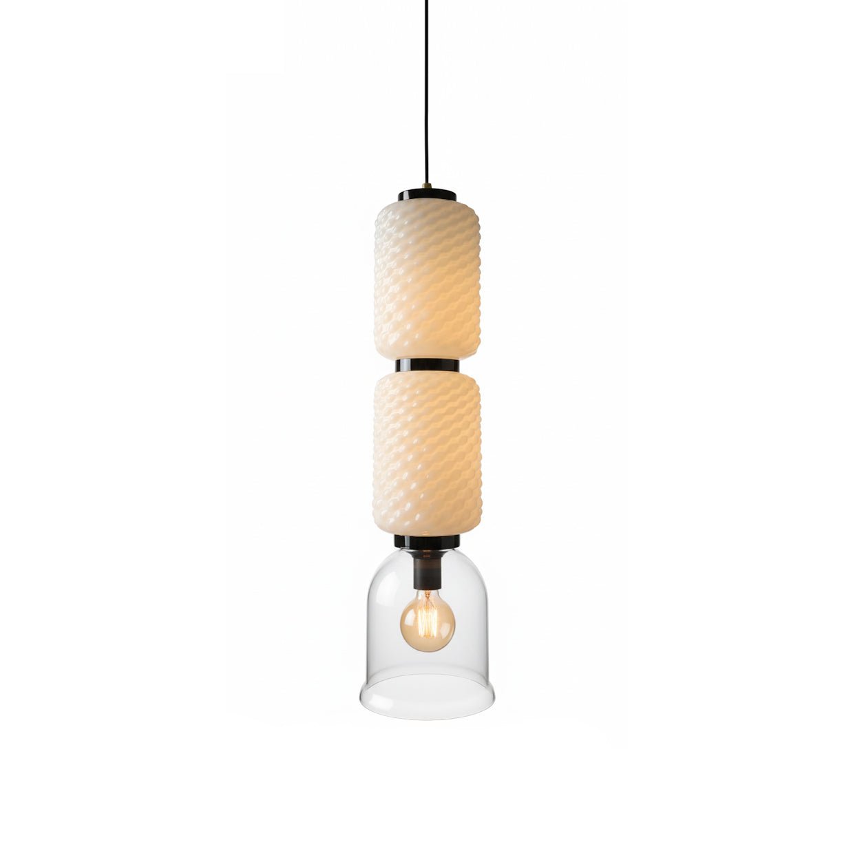 Textured Layered Glass Pendant Light-Neutral Decor