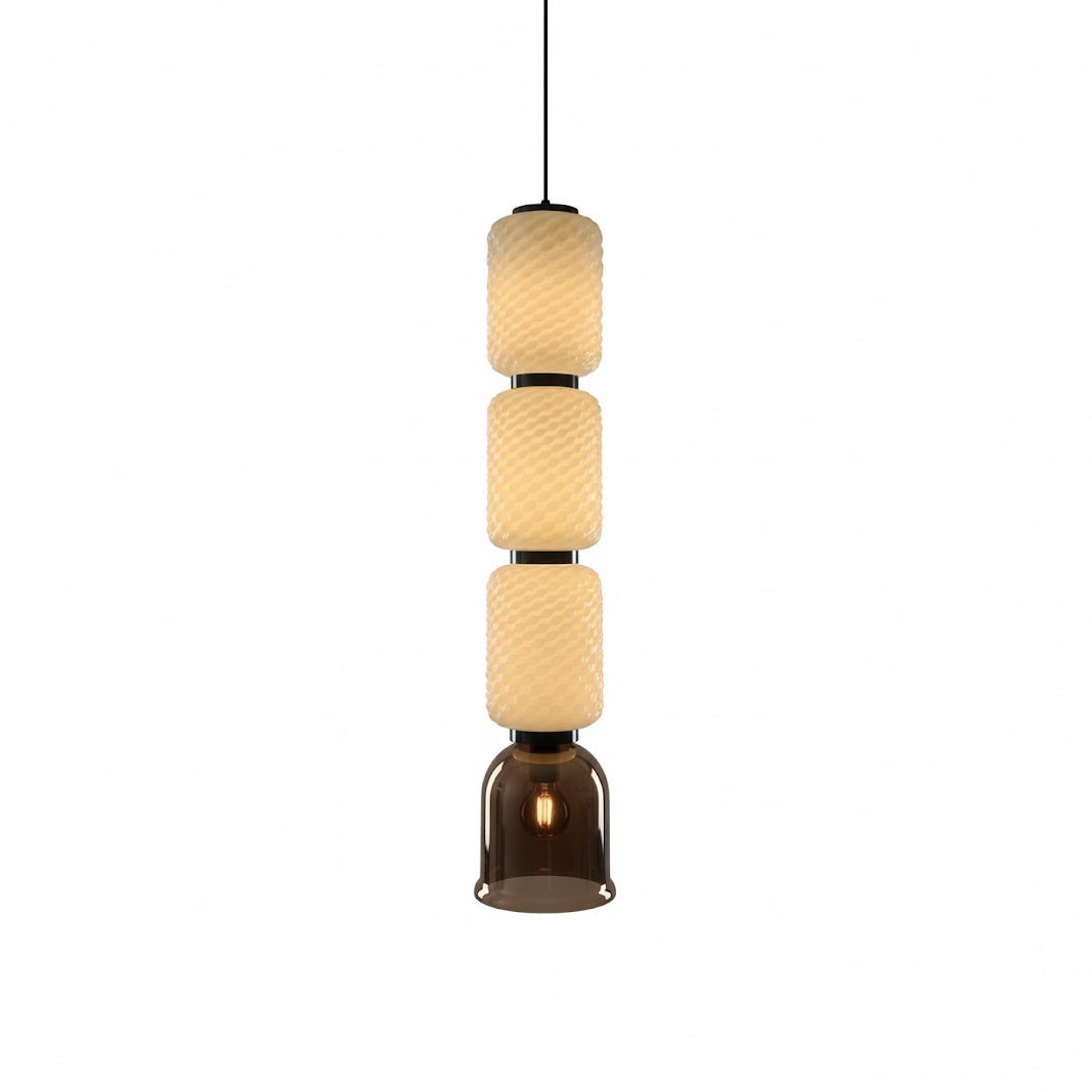 Textured Layered Glass Pendant Light-Neutral Decor