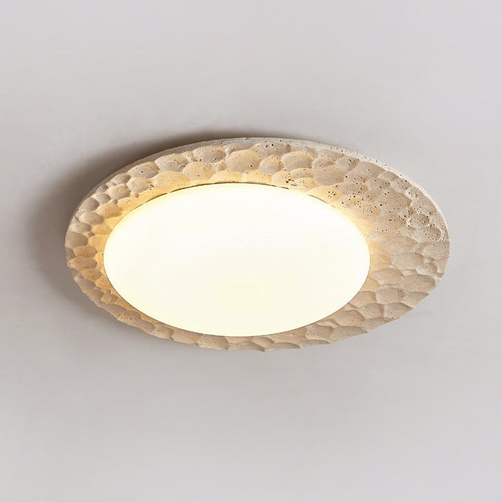 Textured Organic Travertine Ceiling Lamp-Neutral Decor