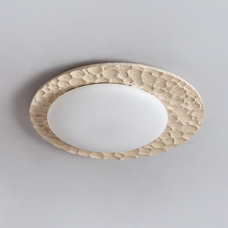 Textured Organic Travertine Ceiling Lamp-Neutral Decor