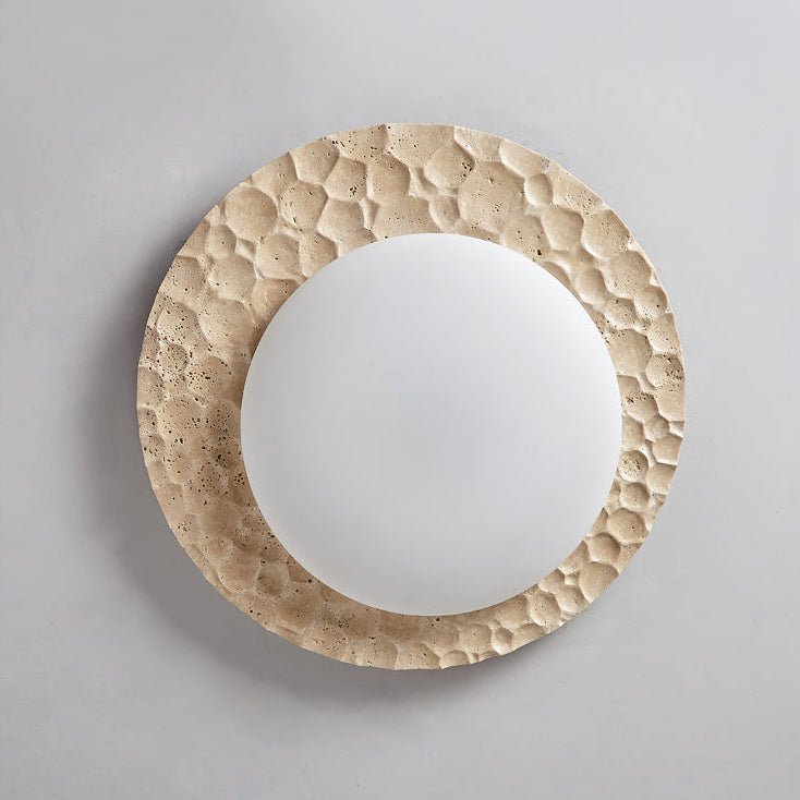 Textured Organic Travertine Ceiling Lamp-Neutral Decor