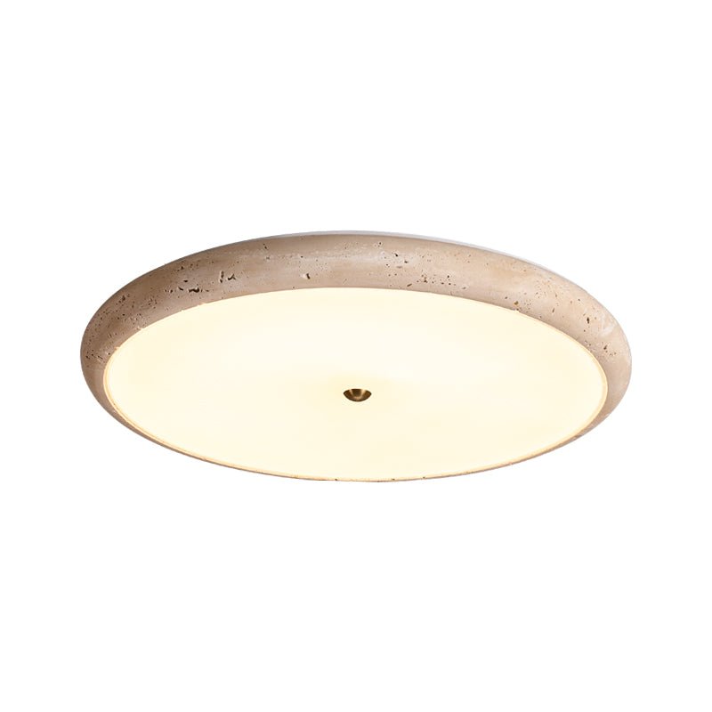 Textured Travertine Disk Ceiling Light-Neutral Decor