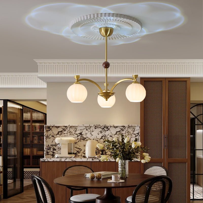 Usilia Elegance Vintage Glass Wood Chandelier-Neutral Decor