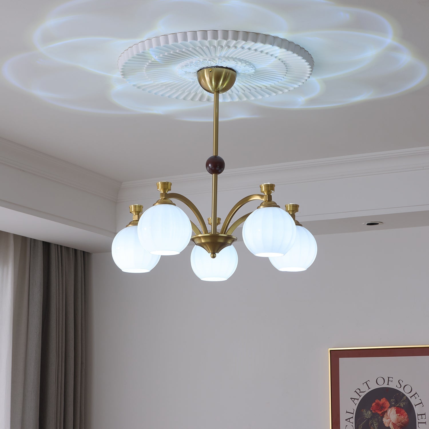 Usilia Elegance Vintage Glass Wood Chandelier-Neutral Decor