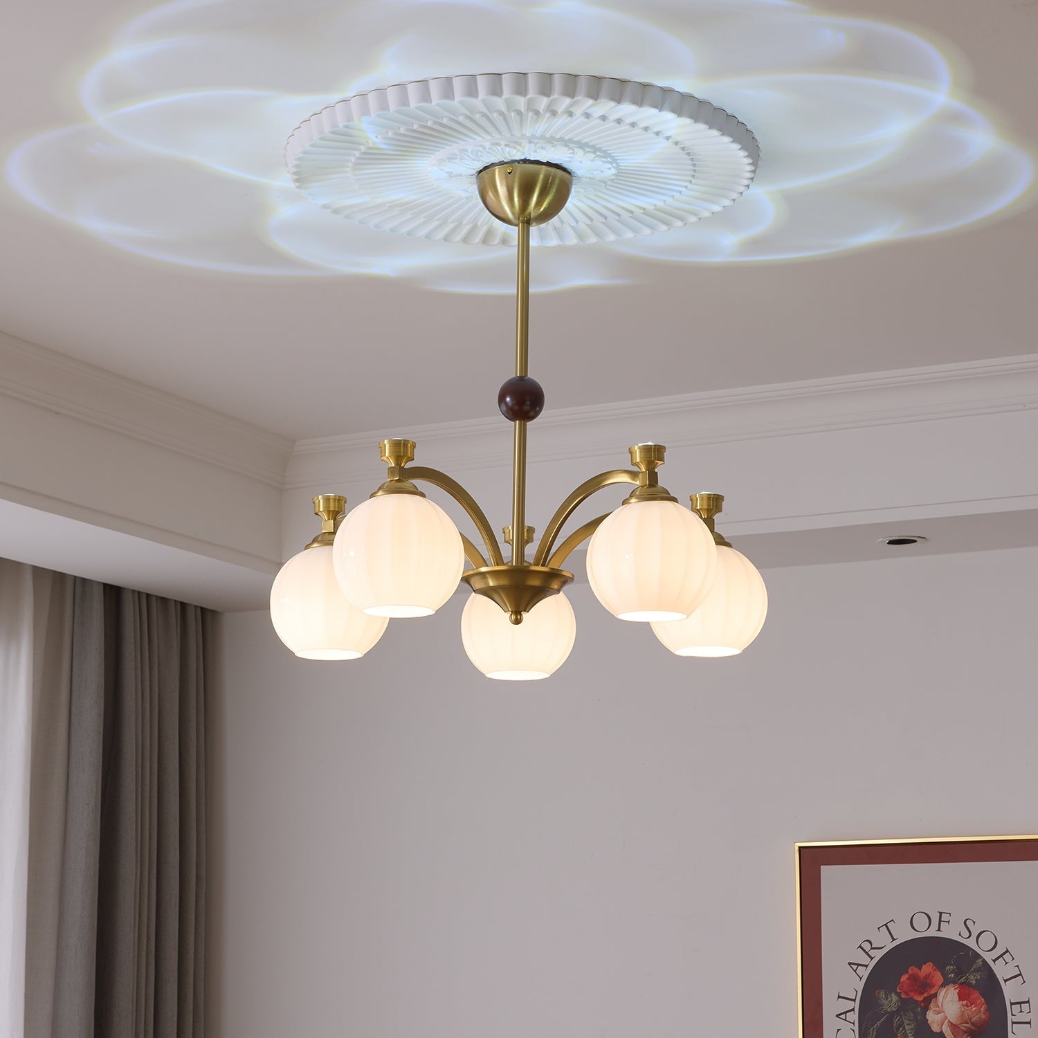 Usilia Elegance Vintage Glass Wood Chandelier-Neutral Decor