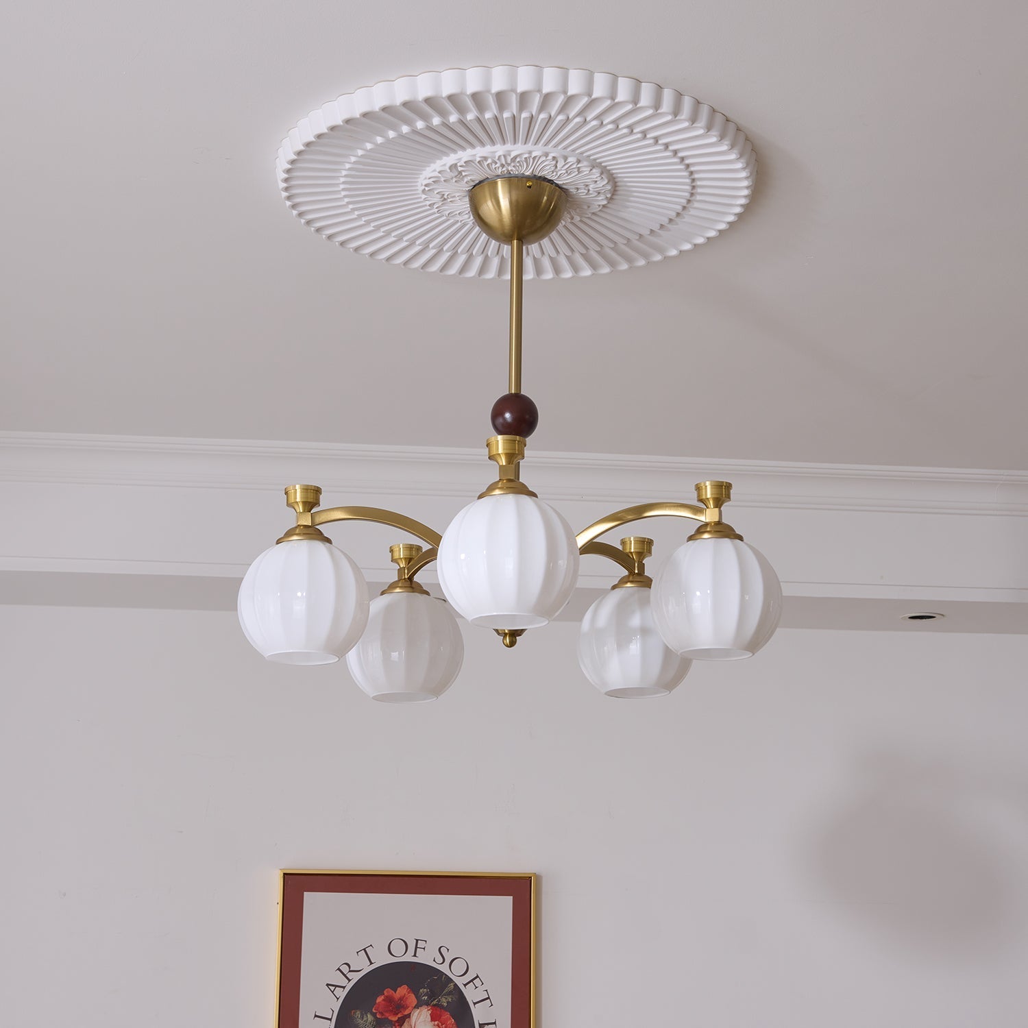 Usilia Elegance Vintage Glass Wood Chandelier-Neutral Decor