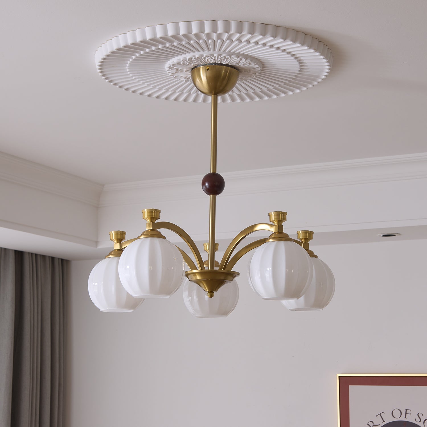 Usilia Elegance Vintage Glass Wood Chandelier-Neutral Decor