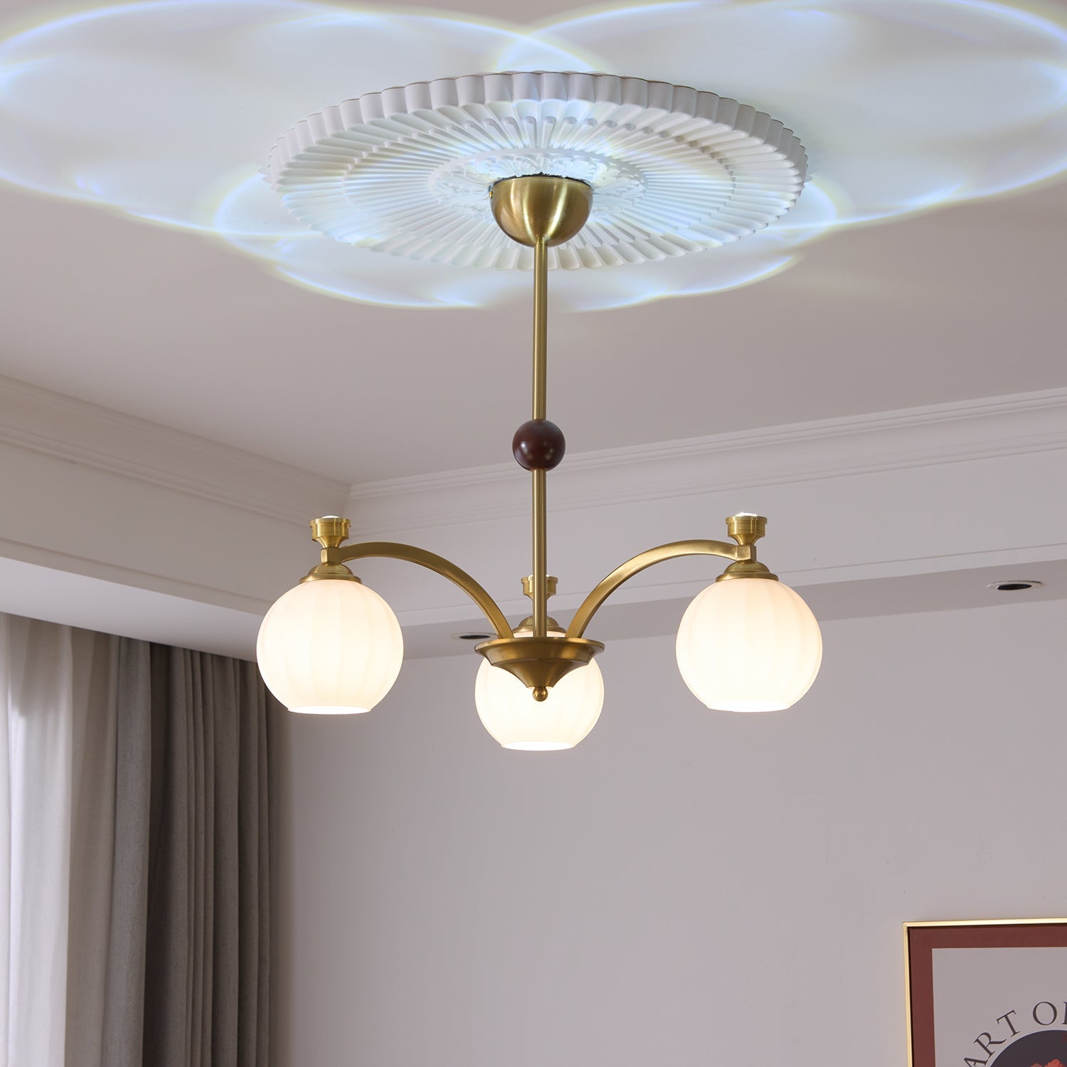 Usilia Elegance Vintage Glass Wood Chandelier-Neutral Decor
