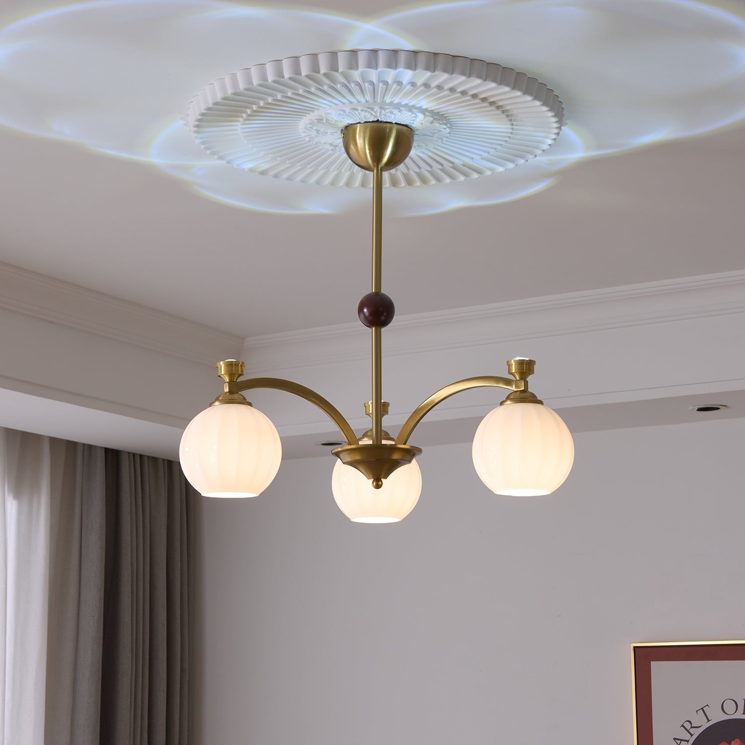 Usilia Elegance Vintage Glass Wood Chandelier-Neutral Decor