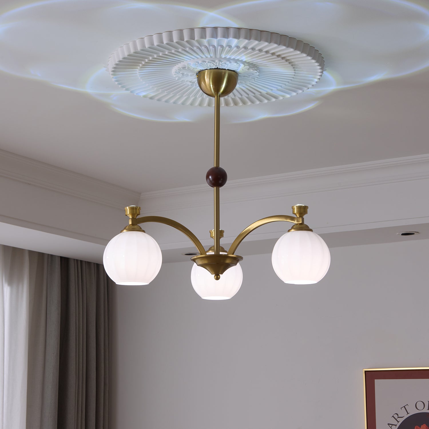 Usilia Elegance Vintage Glass Wood Chandelier-Neutral Decor
