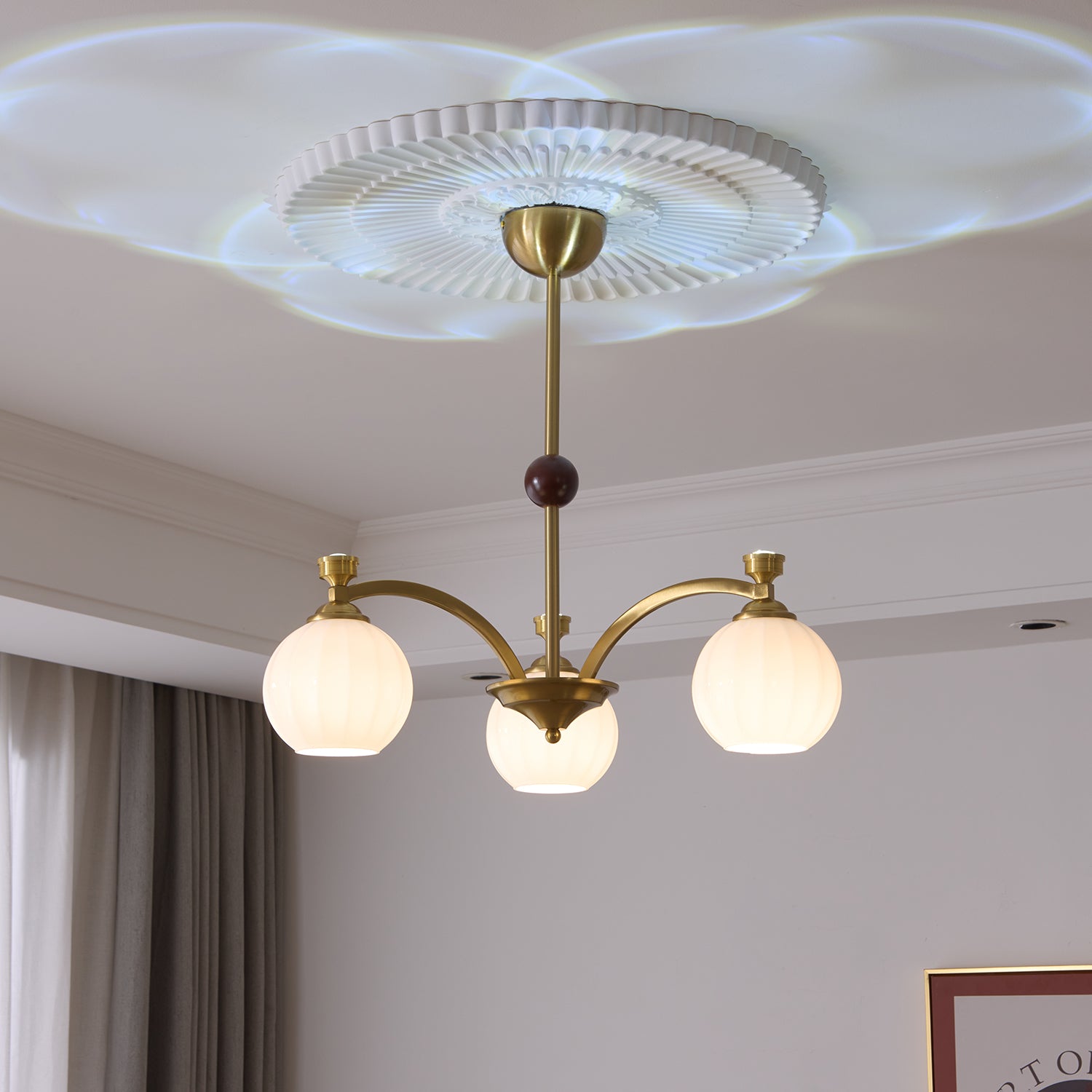 Usilia Elegance Vintage Glass Wood Chandelier-Neutral Decor
