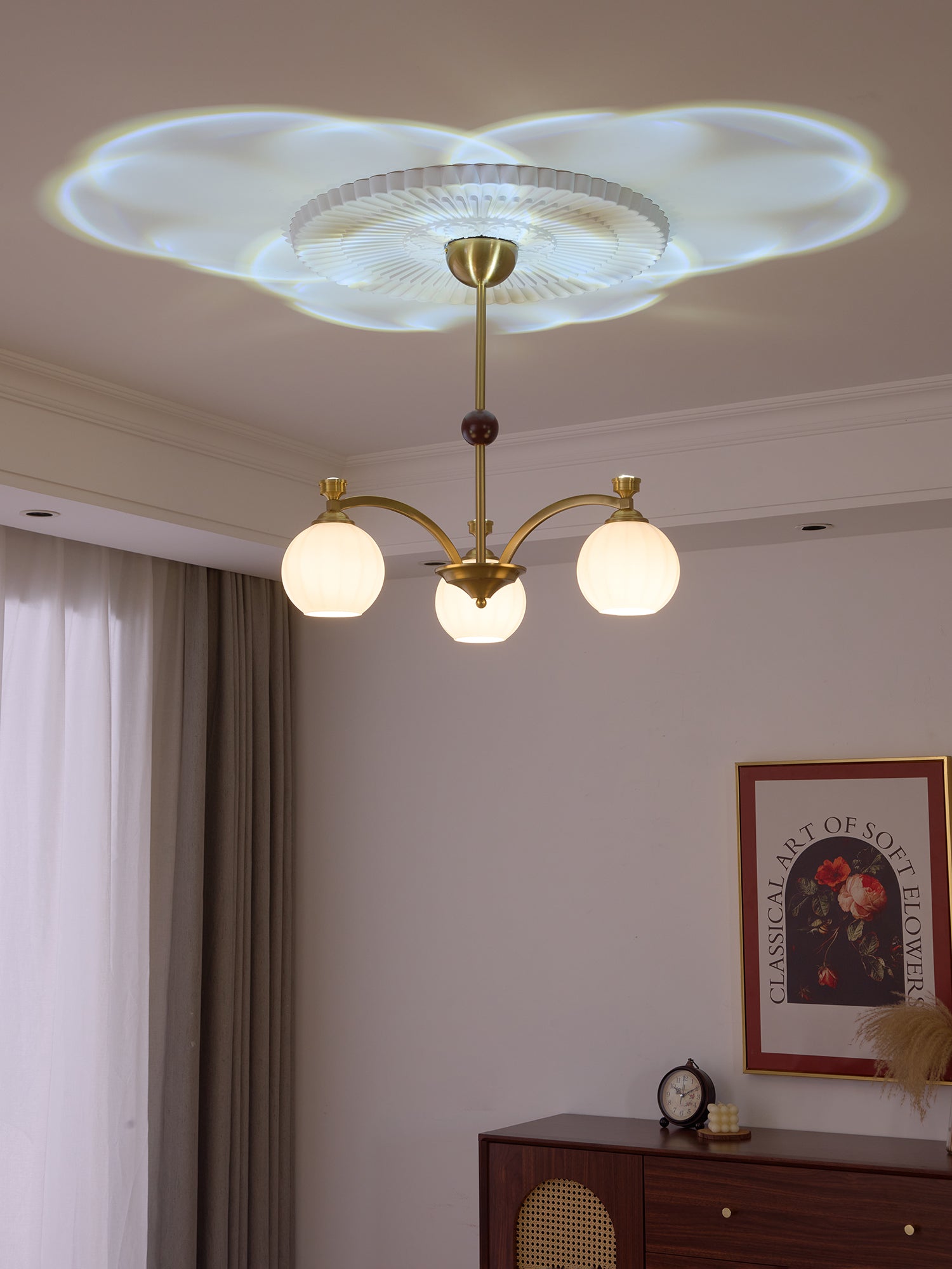Usilia Elegance Vintage Glass Wood Chandelier-Neutral Decor