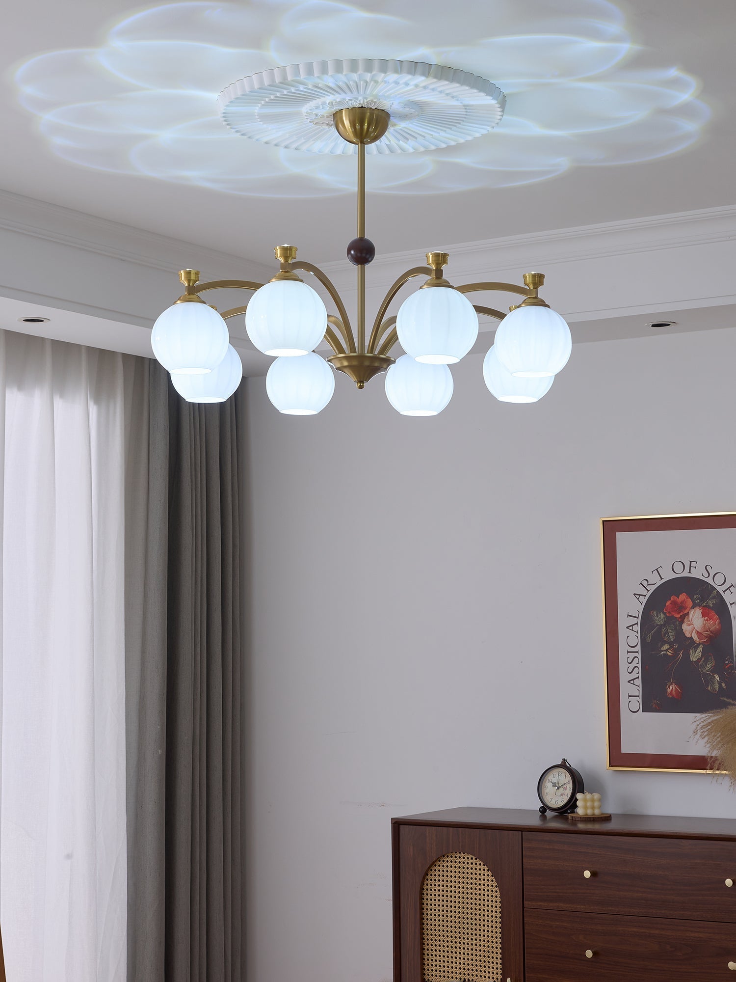 Usilia Elegance Vintage Glass Wood Chandelier-Neutral Decor