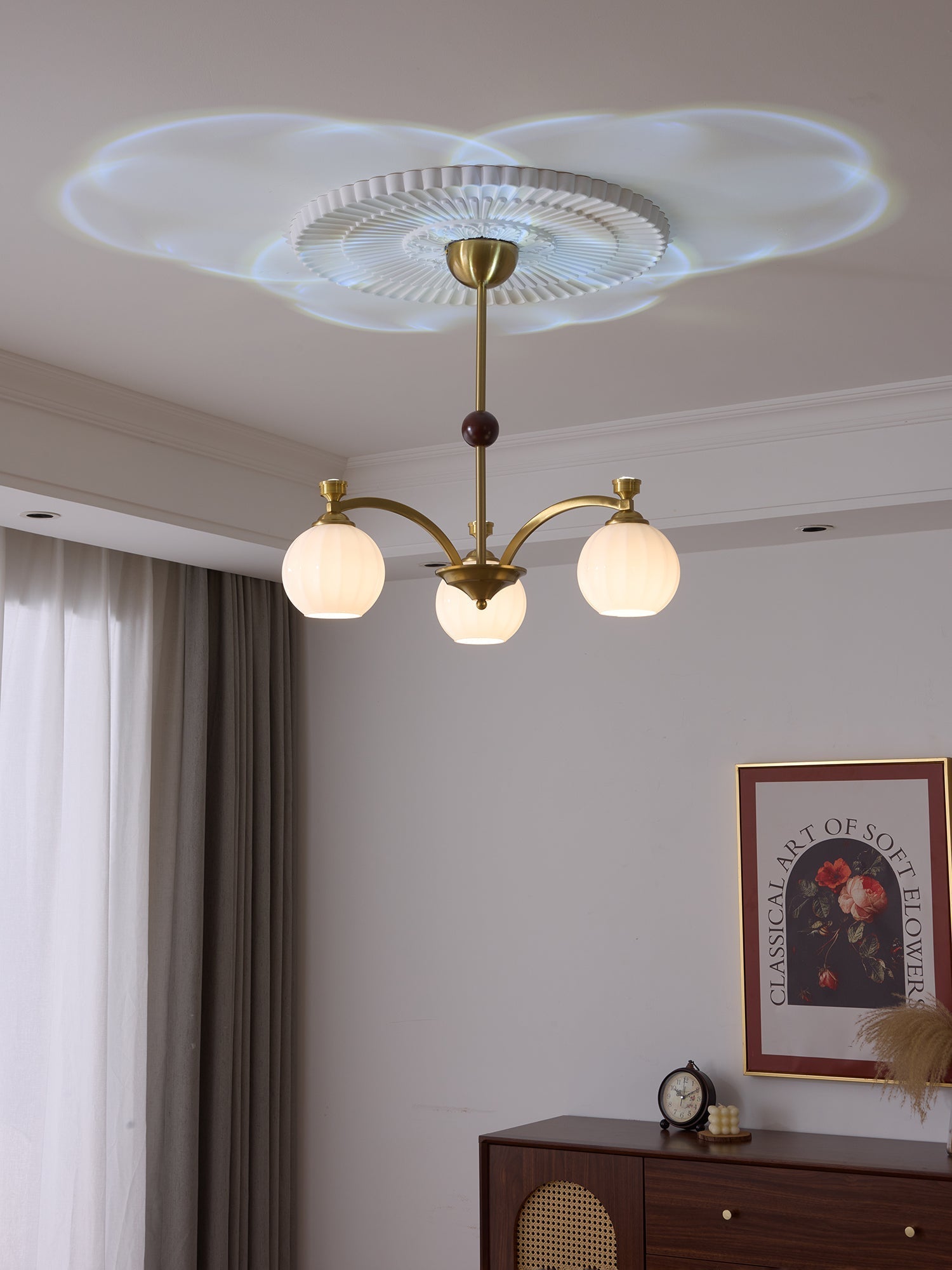 Usilia Elegance Vintage Glass Wood Chandelier-Neutral Decor