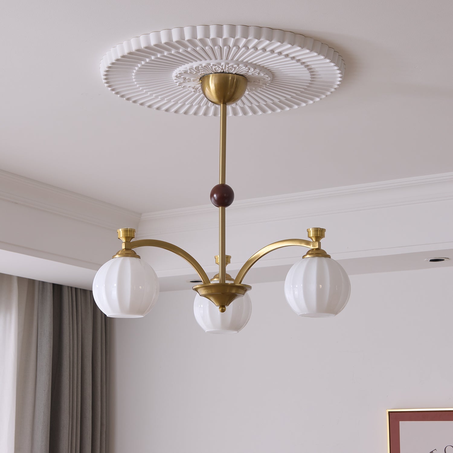 Usilia Elegance Vintage Glass Wood Chandelier-Neutral Decor