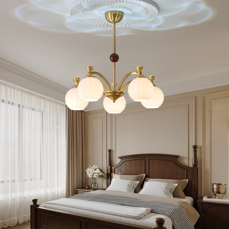 Usilia Elegance Vintage Glass Wood Chandelier-Neutral Decor