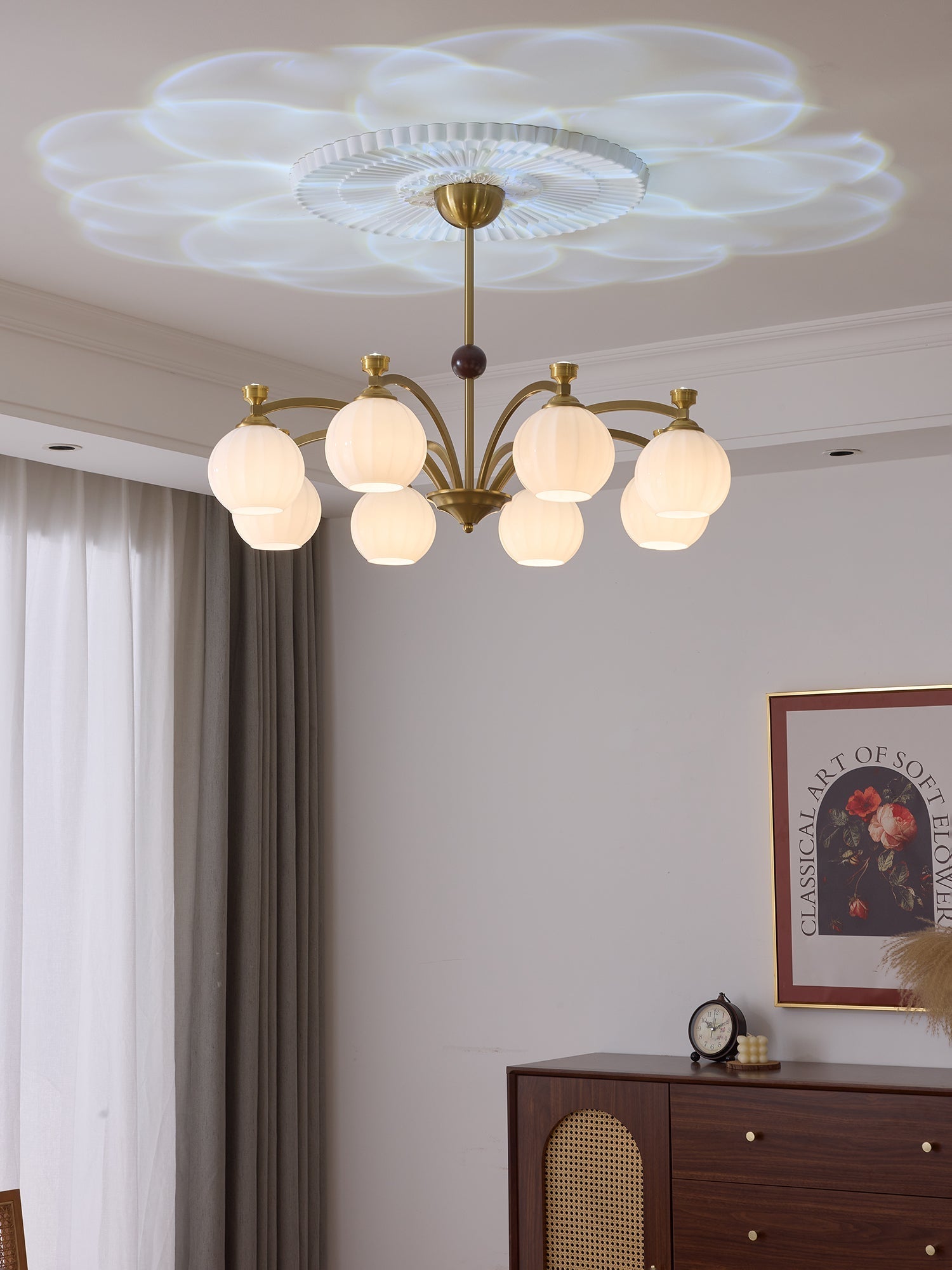 Usilia Elegance Vintage Glass Wood Chandelier-Neutral Decor