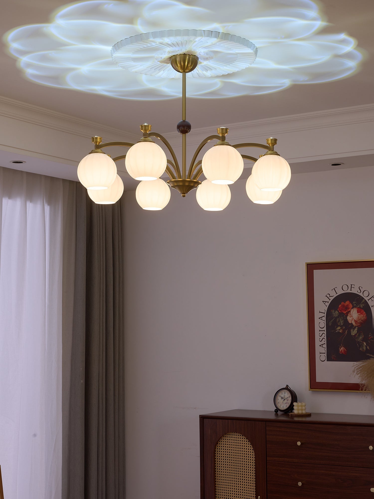 Usilia Elegance Vintage Glass Wood Chandelier-Neutral Decor