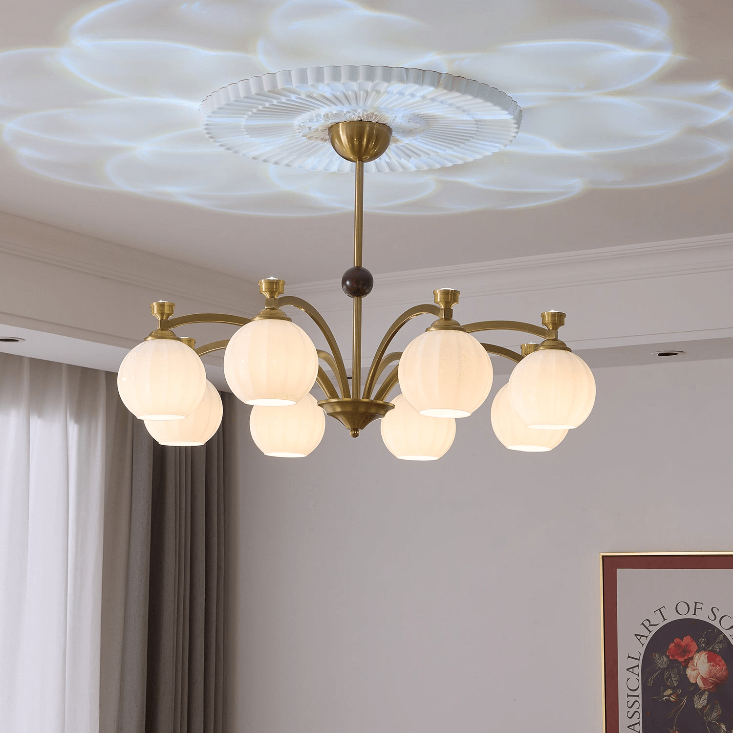Usilia Elegance Vintage Glass Wood Chandelier-Neutral Decor