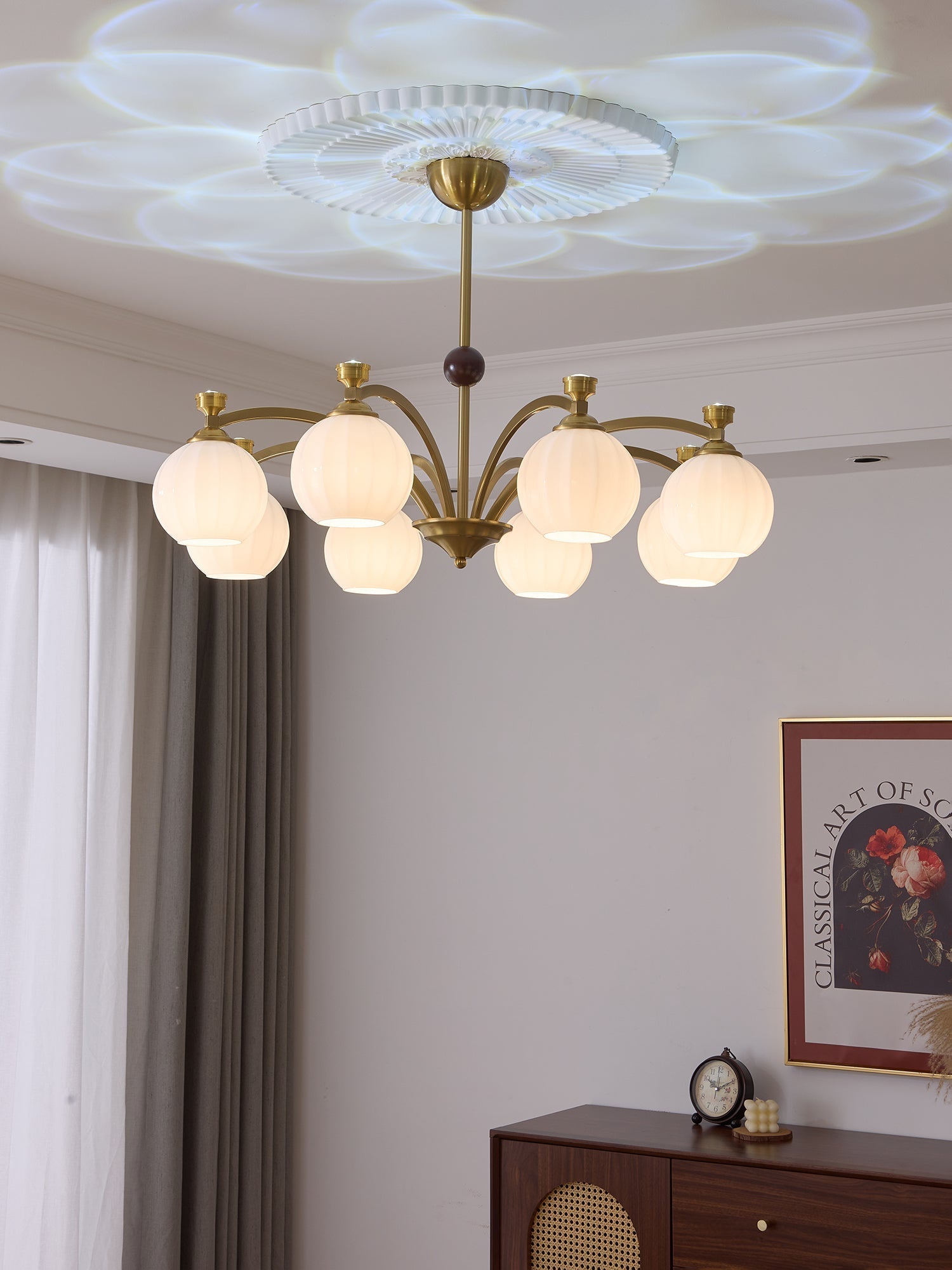 Usilia Elegance Vintage Glass Wood Chandelier-Neutral Decor