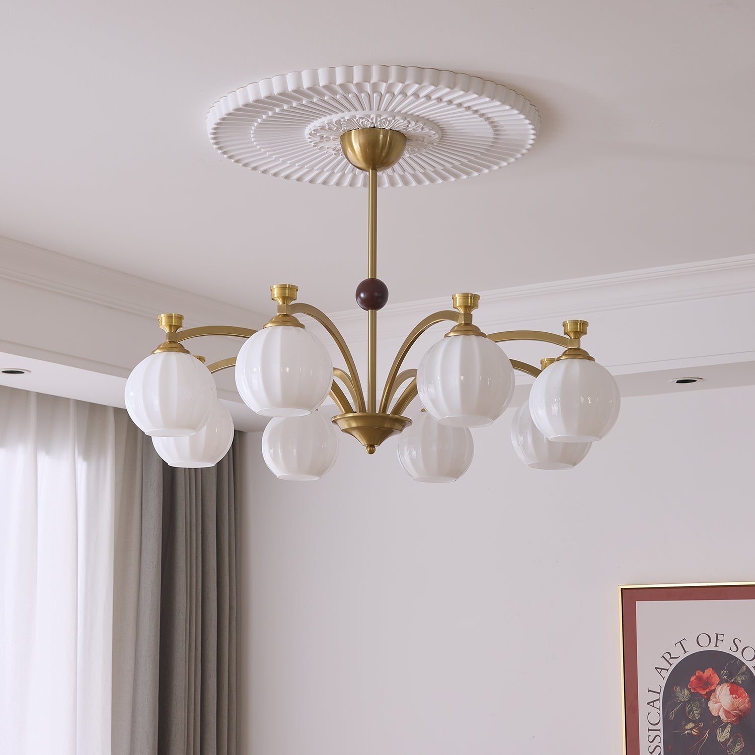 Usilia Elegance Vintage Glass Wood Chandelier-Neutral Decor