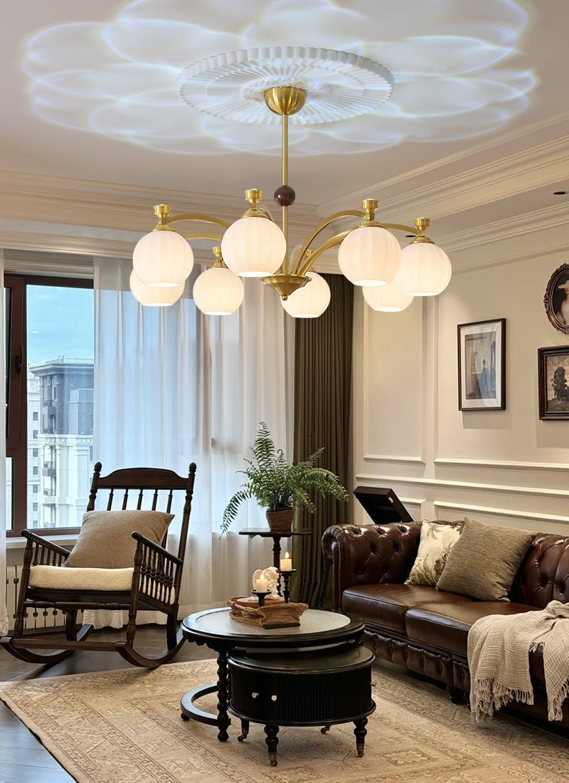 Usilia Elegance Vintage Glass Wood Chandelier-Neutral Decor