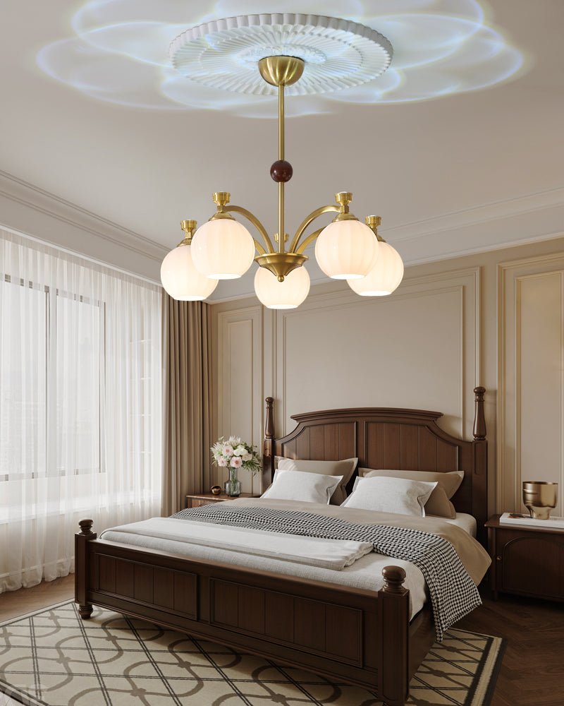 Usilia Elegance Vintage Glass Wood Chandelier-Neutral Decor