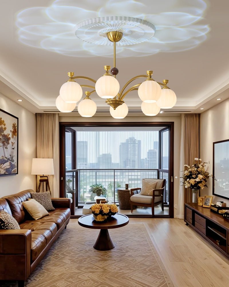 Usilia Elegance Vintage Glass Wood Chandelier-Neutral Decor