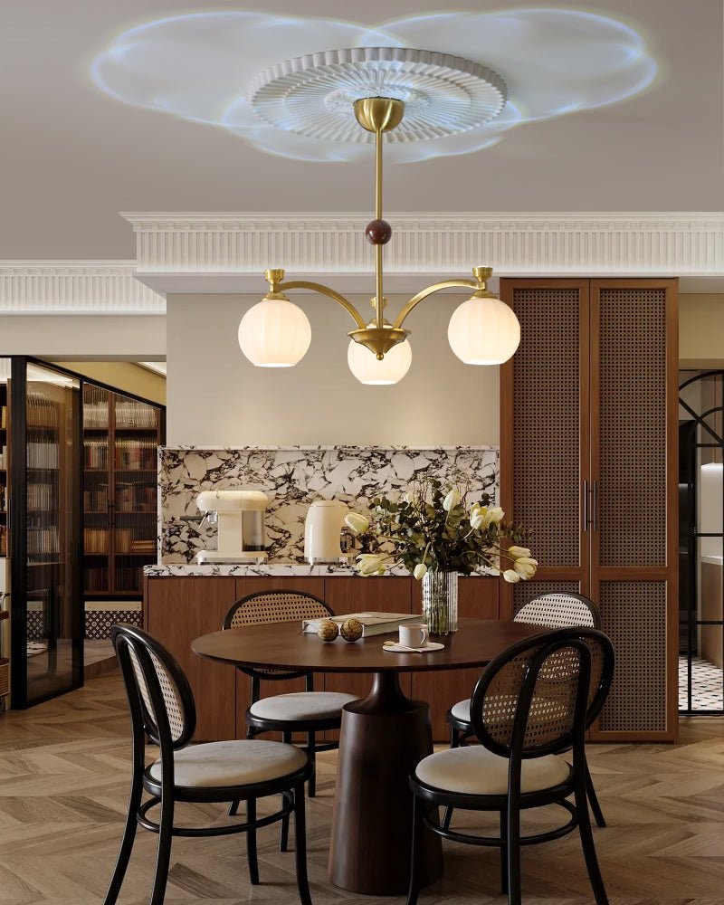 Usilia Elegance Vintage Glass Wood Chandelier-Neutral Decor