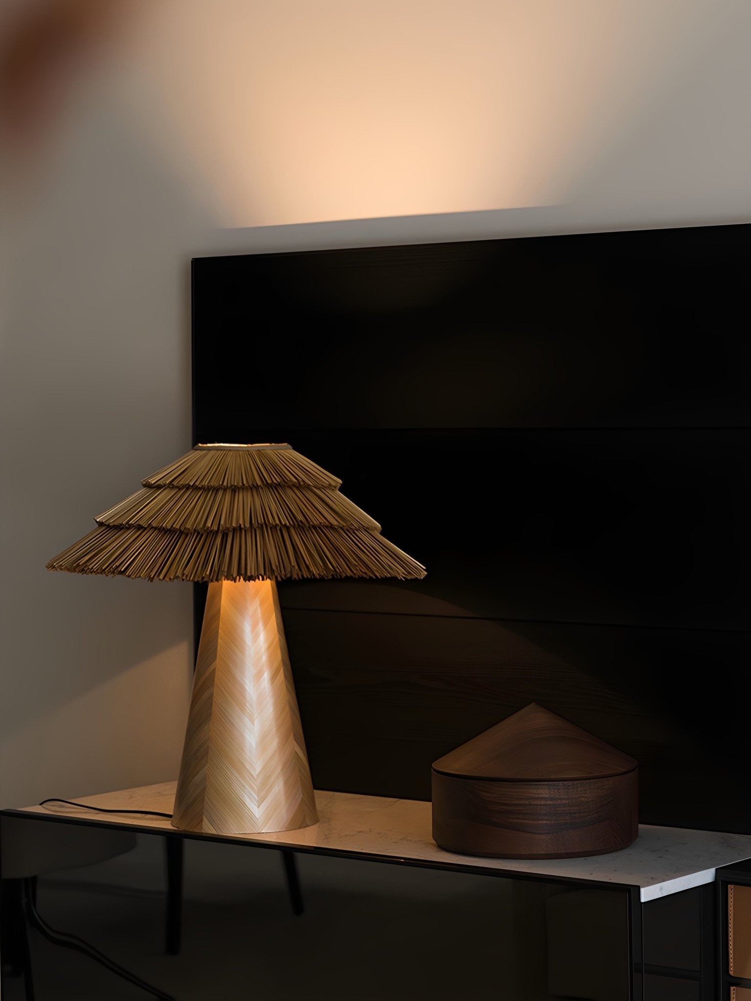 Thatch Table Lamp-Neutral Decor