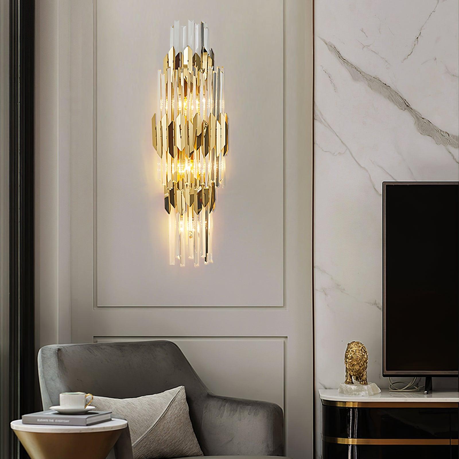 Riven Nordic Art Three Layer Crystal Wall Light-Neutral Decor