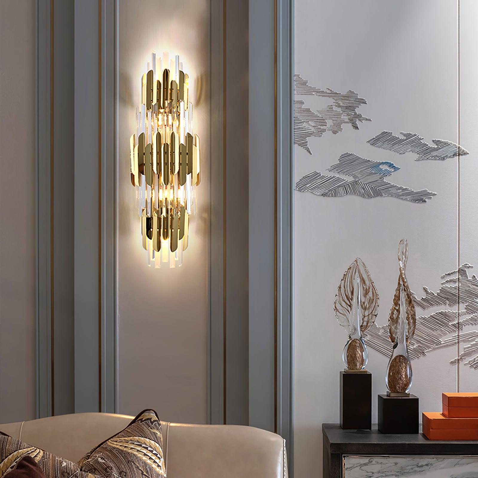 Riven Nordic Art Three Layer Crystal Wall Light-Neutral Decor